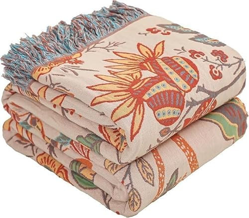 HOORDRY Tagesdecke Boho, 100% Baumwolle 230 x 250 cm, Kuscheldecke, Wendedecke für Bett, Sofa & Wohnzimmer, Geschenkidee für Familie & Freunde