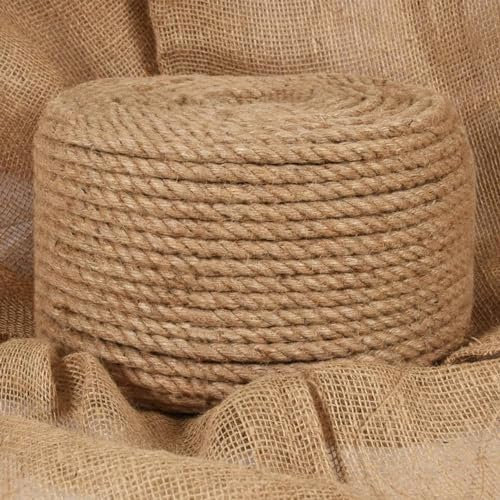 Somanki Cuerda de Yute 50 m de Longitud y 10 mm de Grosor, Cuerda Sisal, Cuerda Gruesa, Cuerda Manualidades, Cuerda Bondage, Tejer Crochet, Decoracion, Cuerda Trenzada