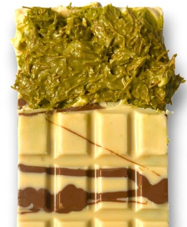 Dubaï Chocolat XXL avec pistaches fait à la main, 220 g, chocolat au lait entier de Dubaï (pleine taille, chocolat blanc)