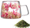 Taza transparente con flores, taza de café de flores, taza de flores secas, capacidad de 200 ml, taza de café con flores, taza de flores aislador de doble pared con mango para capuchino, jugo de f