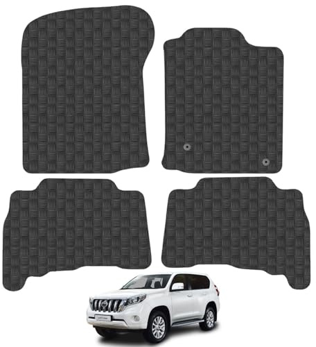 Toyota Land Cruiser (2010-2013) Heavy Duty Thick Rubber Car Mats Accessories Tailored Fit Front Rear Set Compatible Accessory Waterproof Durable Non-Slip 5mm Full Coverage Protection with Clips
