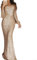 Rose/Argent/Noir/Bleu/Élégante Robe de Soirée Wrap Femme Robe de Soirée Manches Longues Bodycon Robe de Bal (L)