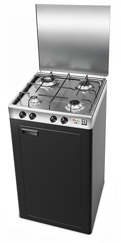 CFParker Fornello Cucina a Gas Gpl 4 Fuochi Acciaio Inox Doppia Corona 3,5 Kw con Mobile Portabombola Grigio Grafite Made in Italy - 541ACCGP/C