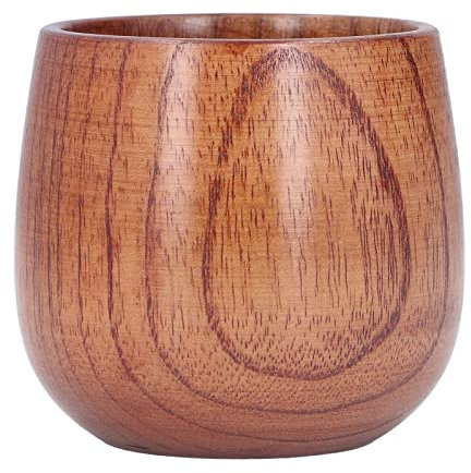 MUNEFE natürlich massive Holzwasserbecher, einfache große Bauch Tee Wein Kaffeetasse Klassische Holzbecher für Küchenbar für Tee Kaffeewasser Milchsaftgetränke Getränke