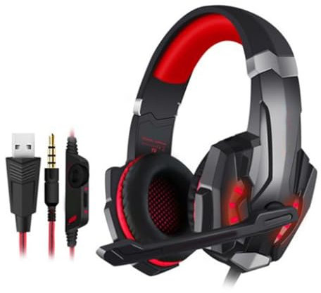 Sanerfa G9000 Gaming-Headsets, Geräuschunterdrückung, Over-Ear-Kopfhörer mit LED-Licht, Bass, Surround-Sound, 3,5 mm Loch, einfach