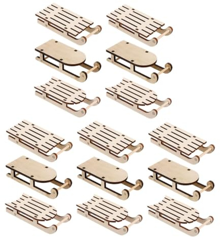 MAGICLULU 15 Stück Holz Mini Schlitten Modell für Tischdekoration DIY Bastelwerkzeug für Kreative Familienaktivitäten Varianten