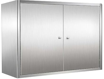 Mehrzweckschrank aus Edelstahl mit Türen Metallschrank Werkstatt mit Verstellbaren Einlegeböden Tragkraft 80kg Hängeschrank Küche für Küche, Bad, Balkon(90 * 35 * 80cm)
