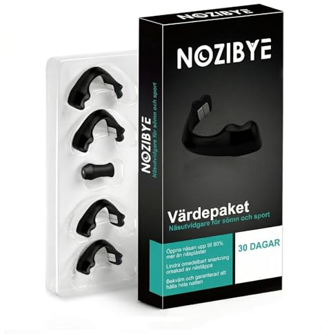 Nozibye Magnetiska Näsremsor (30-dagars kit, Svart) - Näsplåster för Bättre Andning Värdepaket