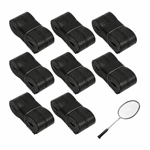 8Stück Griffband Tennisschläger,Tennis Overgrip,Schwarz Weiß Selbstklebend Anti-Rutsch Badminton Griff Band,Soft Squash Schläger Dämpfer Tape,für Badmintonschläger Speedminton Padel Fahrrad Grip-Band