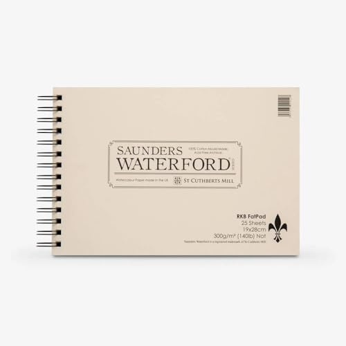 Saunders Waterford : Watercolour Paper Spiral Fat Pad 7.5x11in : 25 sheets 100% cotton NOT