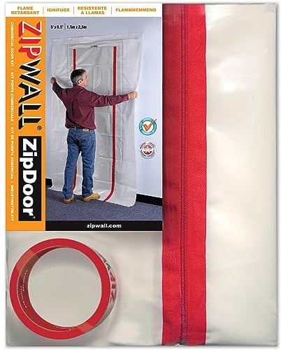 ZipWall ZipDoor Commercial Door Kit for Dust Containment, Flame Retardant, ZDC , Red