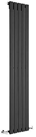Milano Alpha Black Vertical Single Flat Panel Radiator - 1600mm x 350mm