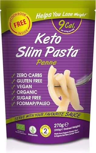 Eat Water Keto Slim Pasta Penne 270g (Pack of 20) | Konjac Pasta | Zero Carb & Gluten Free | Vegan, Sugar Free, Low Calorie Pasta Alternative for Keto & Paleo Diet