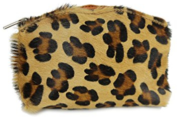 Belli Bellini kleine Leder Kosmetiktasche Make Up Tasche in Fell Leo - 18x13x5 cm (B x H x T)