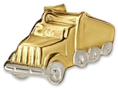 CLEVER SCHMUCK Goldener einzelner Herren Ohrring als Ohrstecker LKW Truck 11 x 7 mm bicolor 333 GOLD 8 KARAT (1 Stück) im Etui sand