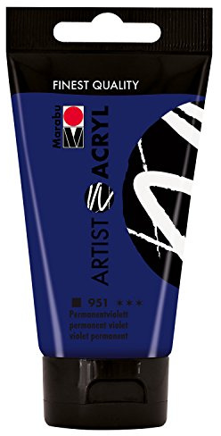 Marabu 12200002951 - Artist Acryl permanentviolett 75 ml, feine Acrylfarbe in Künstlerqualität, auf Wasserbasis, pastose Konsistenz, hoch pigmentiert, sehr gute Brillanz und Deckkraft