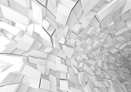 wandmotiv24 Fototapete 3D Effekt Wand, S 200 x 140cm - 4 Teile, Wanddeko, Wandbild, Wandtapete, Formen, Weiß M0767