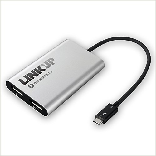 LINKUP [Certified] 2019 Thunderbolt 3 to Dual DisplayPort 1.2 | 2x 4K 60Hz/Single 5K 60Hz Adapter for Mac & Windows | TB3 Aluminum Case | Not Compatible with USB-C Ports Without Thunderbolt 3 Logo