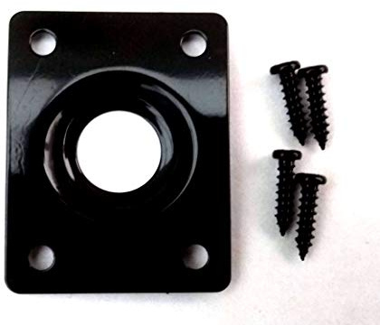 ELECTRIC GUITAR JACK PLATE BLACK RECTANGULAR 36x28mm HOLES 27-20MM APART