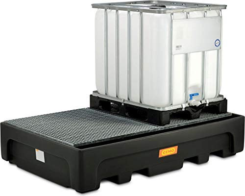 IBC-Auffangwanne PE 1100-C/2 mit Stützkreuz und verzinktem Gitterrost