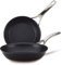 Anolon Nouvelle Copper Nonstick Frying/Fry Pan Set/Hard Anodized Skillet Set - 8.5 Inch and 10 Inch, Black Onyx