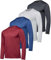 4 Pack: Mens Long Sleeve T-Shirt Workout Football Quick Dry Fit Gym Tee Shirt Athletic Active Performance Skin Rugby Training Wicking Exercise Clothing Running Sport Undershirt Top -Set 3,L