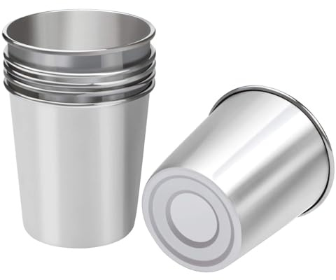 Ruisita 6 Stück 142 ml Edelstahlbecher Metall bruchsicher stapelbar Pint Trinkbecher für Kinder