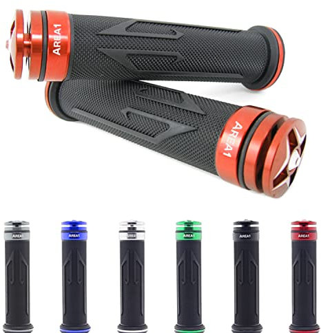 Area1 universal Motorrad Motorroller Lenkergriffe orange 2 Stück 22/24mm für z.B. Duke 125 390 790 990 Duke R 690 890, Super Duke 990 1290 1390, SMC/R Supermoto/Enduro, Adventure SMT EXC-F, SX-F, SX,