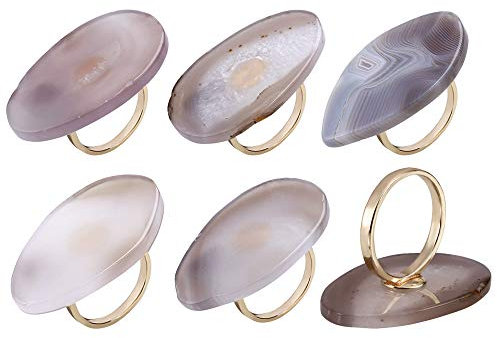 WarmHut Set mit 6 Serviettenringen aus natürlichem Achat – einzigartiger Serviettenringhalter für Feiertage, Weihnachten, Partys, Abendessen, Tisch, Hochzeit, Empfänge, Valentinstag (weiß)