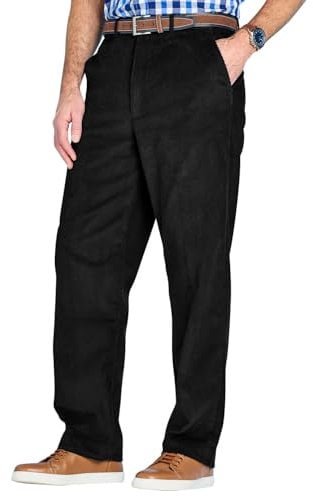 Chums Men's Cotton Corduroy Trouser Stylish & Comfortable Hidden Extra Waistband Pants for Men Black 40W / 29L