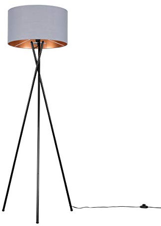 MiniSun | Modern Gloss Black Metal Tripod Floor Lamp with a Grey and Copper Shade | Floor Lamps & Torchieres, Home Décor, Improvement & Lifestyle Essential