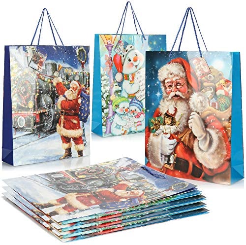 com-four® 12x Geschenktüte für Weihnachten, Nikolaus und Advent - Geschenkverpackung 42cm - XXL Geschenktasche mit Weihnachtsmotiven - Geschenkbeutel aus Papier (12 Stück - XXL)