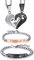 Cupimatch Schmuck Set Pärchen Puzzle Anhänger Edelstahl Halskette Armbänder Panzerarmband Zirkonia Panzerkette Partnerarmband Freundschaftsarmband Damen Herren Armreif, Silber Schwarz
