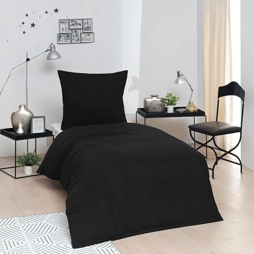 Brielle 60227989 Bettwäsche 155 x 220 cm - Bettwäsche-Set Renforce Schwarz, hohe Qualität, weich, einfarbig mit Öko-Tex-Zertifizierung