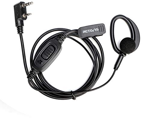 Retevis Auricolare Radio Bidirezionale con Microfono, Gancio per Orecchio a Forma di D a 2 Pin Auricolare Compatibile eSynic UV-5R BF-88E BF-888S Kenwood RetevisRT24 RT27 RT622 (1 Pacco)