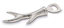 Geweih Flaschenöffner Aluminium, Kapselheber Geweih, Geweih als Öffner Alu Silber