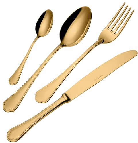 EME Servizio Set di Posate 24 Pezzi in Acciaio 18/10 PVD Domus Gold