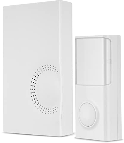 REV Funkklingel - Türgong Set, 200m, 90dB, Funkgong (3x1,5V) und Klingeltaster, akustisch und optisch, weiss