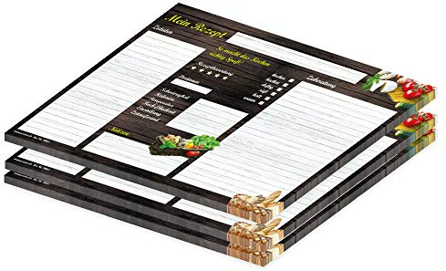 PRICARO Rezeptblock-quer Mediterran, A4, 25 Blatt, 3 Stück