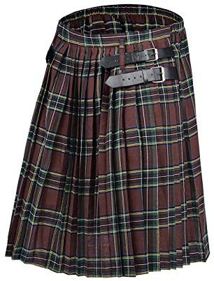 ShFhhwrl Schöner Kilt Rock Herren Kilt Traditional Plaid Belt Plissee Bilaterale Kette Braun Gothic Punk Scottish Tartan Hosen Rö