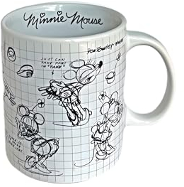 Disney Sketch Stoneware Coffee Jumbo Mug, Mickey Mouse and Minnie Mouse Sketchbook Mugs, (Minnie Mouse)