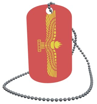 U24 Dog Tag Erkennungsmarke ID Tag an Kette Flagge Aramäer Alu 30 x 50 mm