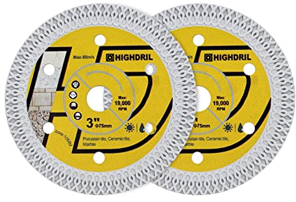 HIGHDRIL Diamantscheibe Fliese 75mm x 10mm, 2STK X-Zähne Fliesensägeblatt für Hartkeramik Porzellanfliesen Granit für Bosch GWS 10.8-76 Fliesenscheibe