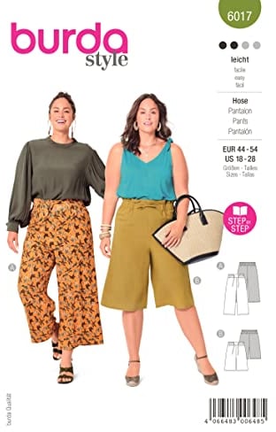 Burda Style Katalog-Schnittmuster Culottes mit Gummizug | Damen, Gr. 44-54 | Nählevel: Leicht #6017