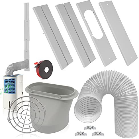 DASFDMY Portable AC Window Vent Kit with 5.9 Exhaust Hose, Adjustable Window Sliding AC Vent Kit for AC Unit, Universal AC Seal Plate with Coupler for Sliding Window or Door
