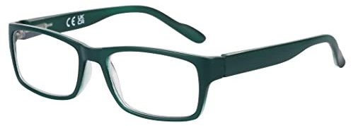 DOOViC Blaulichtfilter Lesebrille Grün 3.0 Eckig Federscharnier Brille mit Sehstärke für Herren