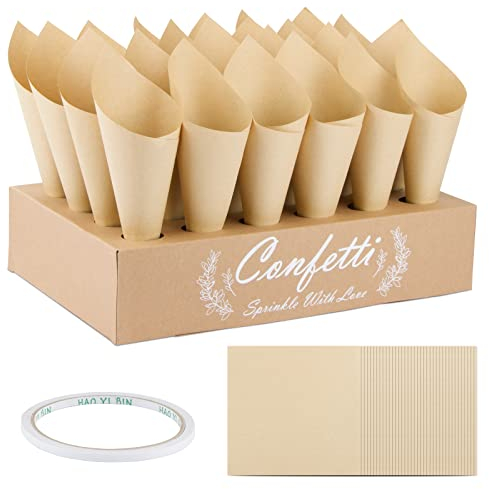 30 Stk Hochzeit Konfetti Kegel Konfetti-Kegelhalter Vintage Kraftpapier Kegel für Konfetti Blütenblätter Hochzeit Party Dekoration