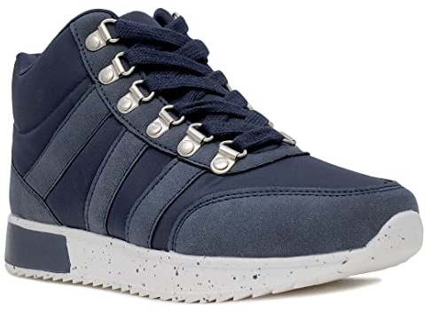 London Fog Maise High Top Sneaker Bootie Schnürstiefel für Damen, navy, 38.5 EU