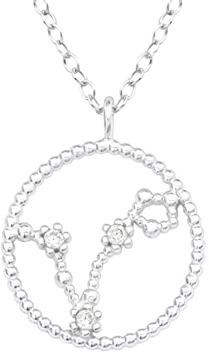 EYS JEWELRY Sternzeichen Kette Fische Halskette Damen Silber 925 mit Anhänger Sternbild Zirkonia Kristalle Geschenke für Frauen Freundin Silberkette 45 cm im Schmucketui