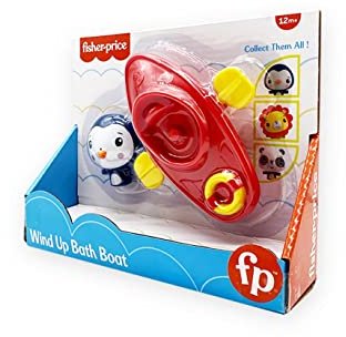Fisher Price Pinguin Paddle Boat - Baby Badespielzeug - Seilspielzeug für Badewanne - Schwimmende Wasserspielzeug-Kollektion - Austauschbare Tiere (Deqube 920D00092)